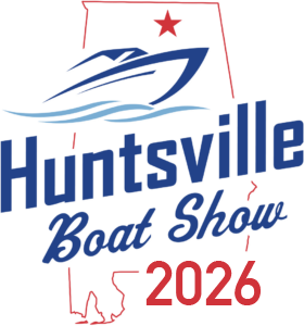 Huntsville Boat Show Huntsville Boat Show 2026 logo: Boat silhouette, Alabama outline, red star and text in blue and red.