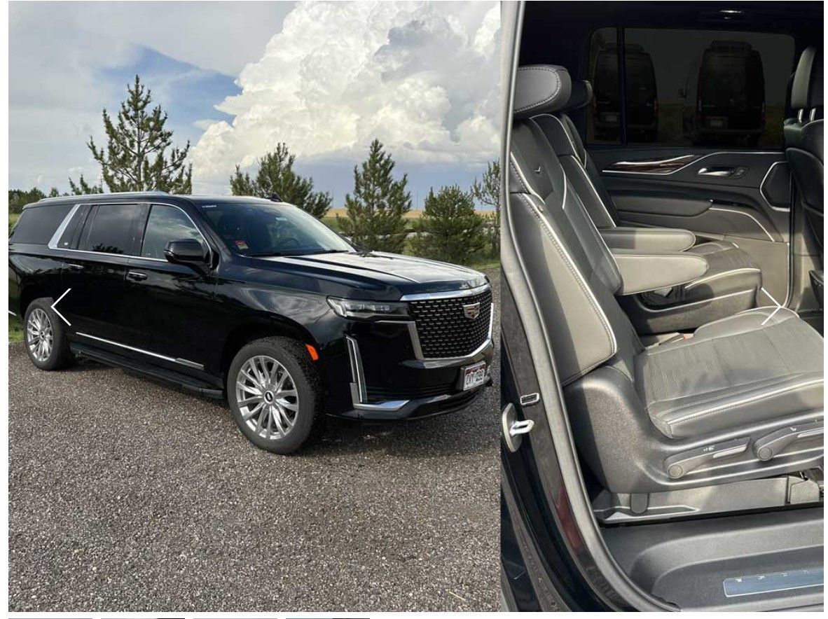 A black cadillac escalade is parked on the side of the road — King County, WA — Seattle Vans and Limos