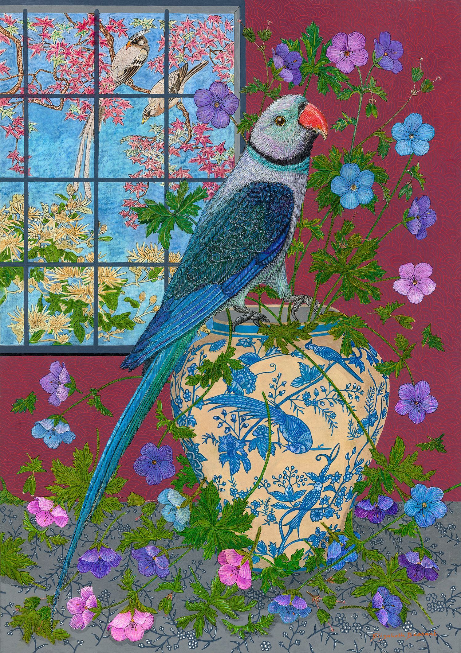 Between the flowers painting