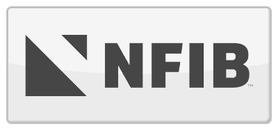 A white button with the nfib logo on it