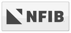 A white button with the nfib logo on it