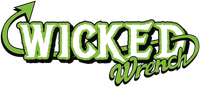 A green and white logo for wicked wrench