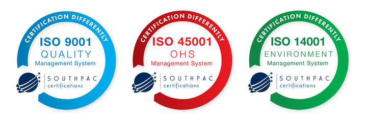 Three iso certifications are shown on a white background