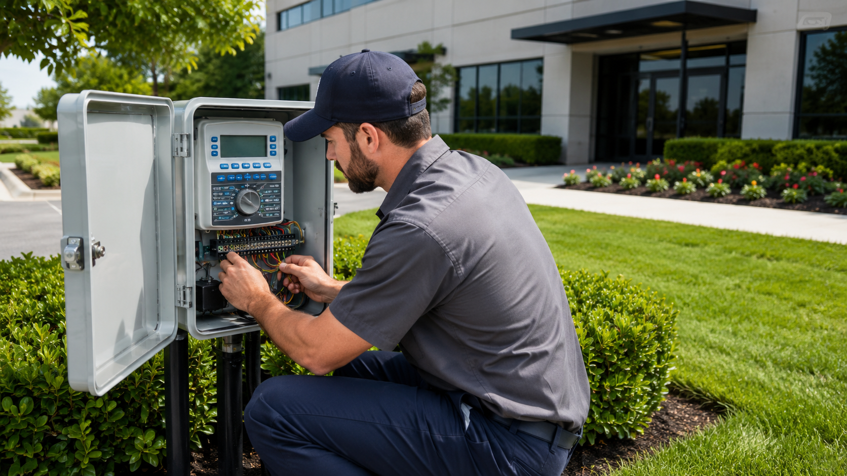 Commercial Irrigation Systems controller inspection for property managers