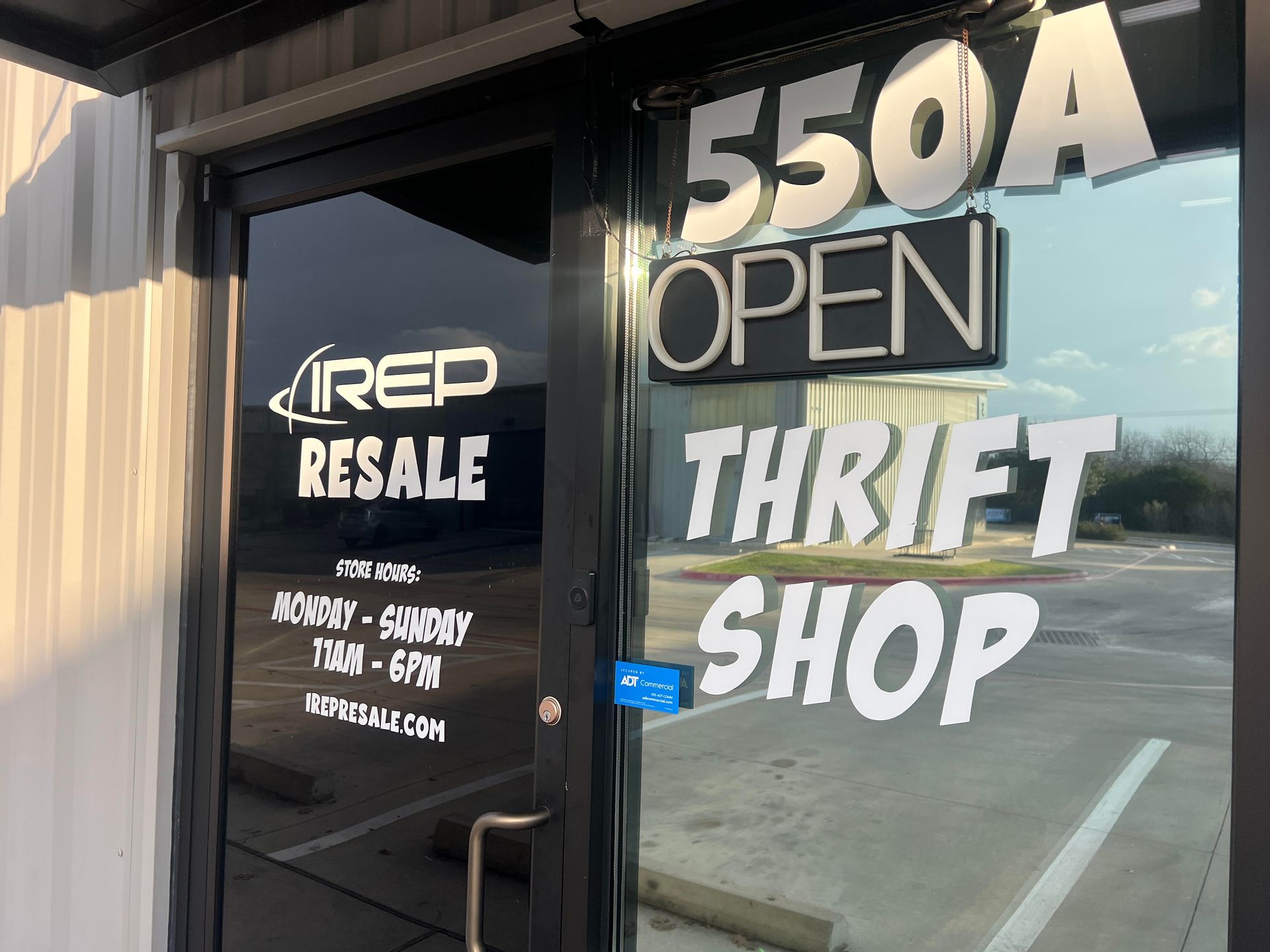 IREP Resale Austin Thrift Shop outside door