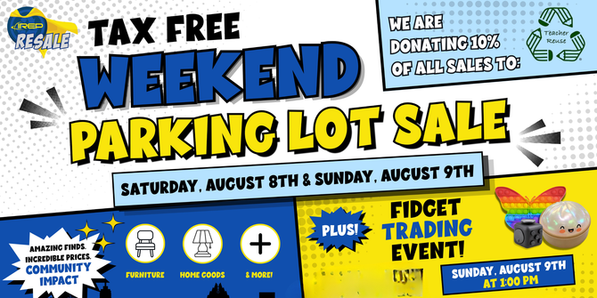 red white and blue Jly 4th parking lot sale