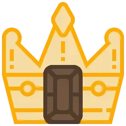 Gold crown with a brown gem in the center.