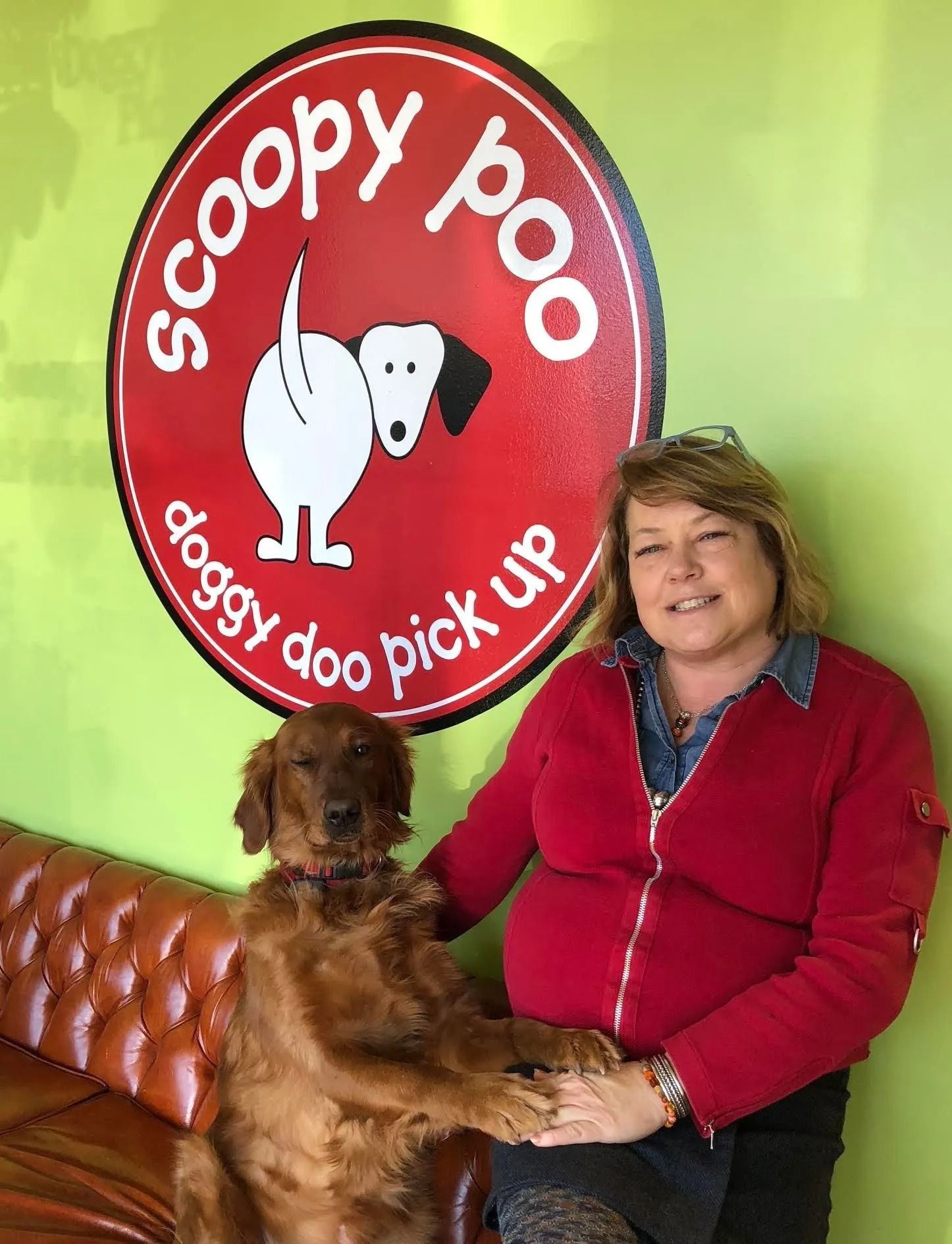 Woman and dog beside 