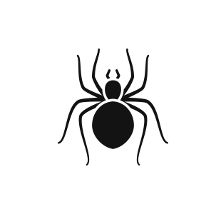 a black and white silhouette of a spider on a white background