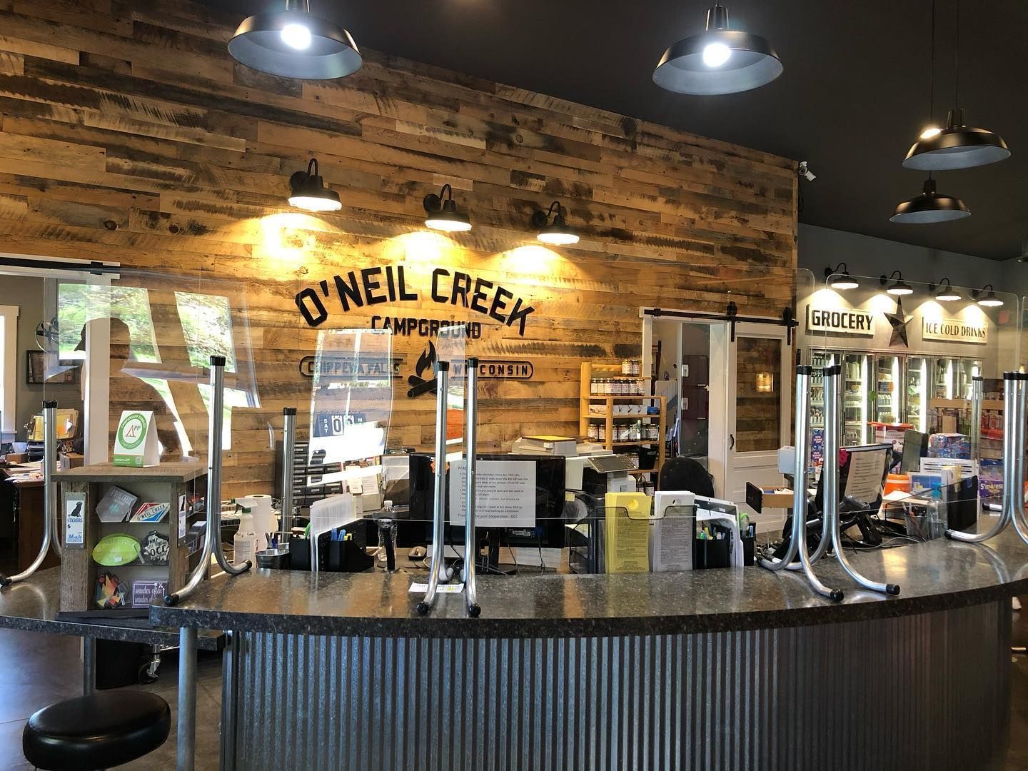 A Restaurant Counter With Glass And Wooden Wall - Chippewa Falls, WI - Post Glass & Mirror, LLC