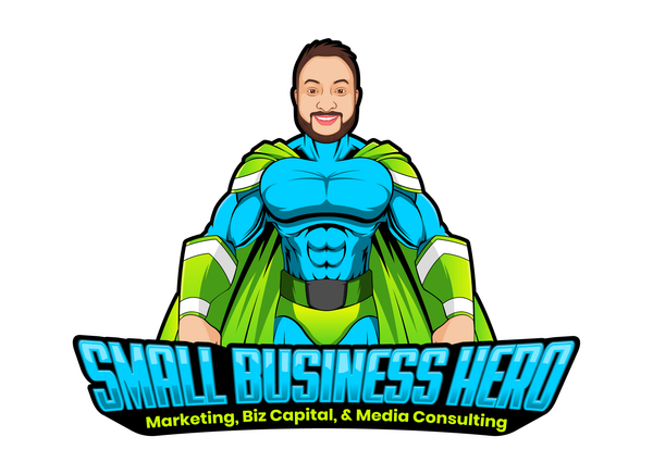 A logo for small business hero marketing biz capital and media consulting