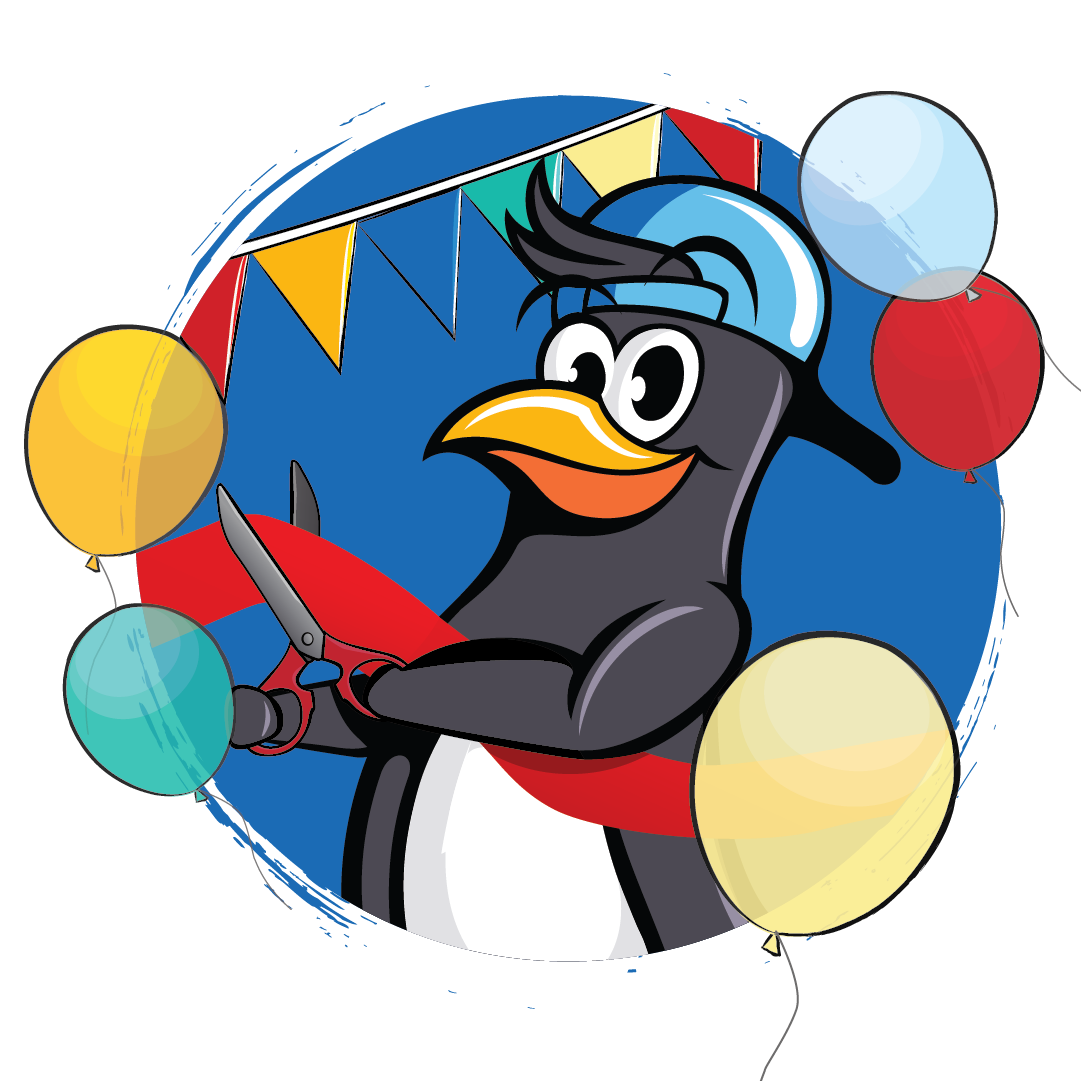 Blue Penguin's mascot, a penguin wearing a baseball cap.