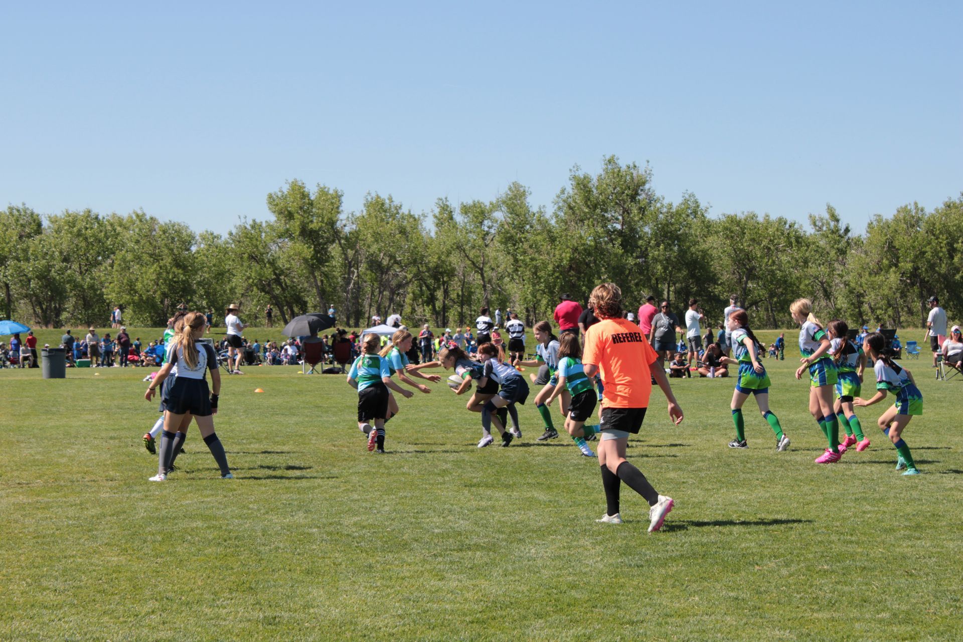 Children playing youth rugby for Rugby Colorado