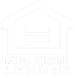 A white logo on a white background that looks like a house.