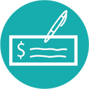 An icon of a check with a pen on it.