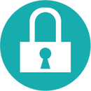 A white padlock with a keyhole in a blue circle.