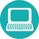An icon of a laptop computer in a blue circle.