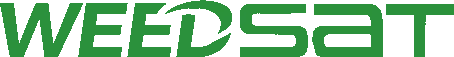 The word weedsat is written in green on a white background.