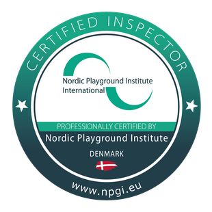 A certified inspector logo for the nordic playground institute