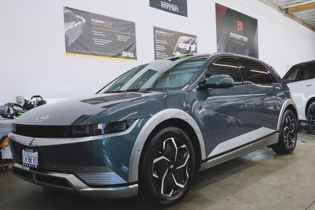 a vehicle with ceramic coating parked inside the shop