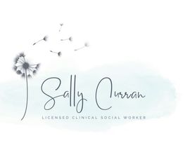 sally curran licensed clinical social worker business logo.   single dandelions blowing in the air. 