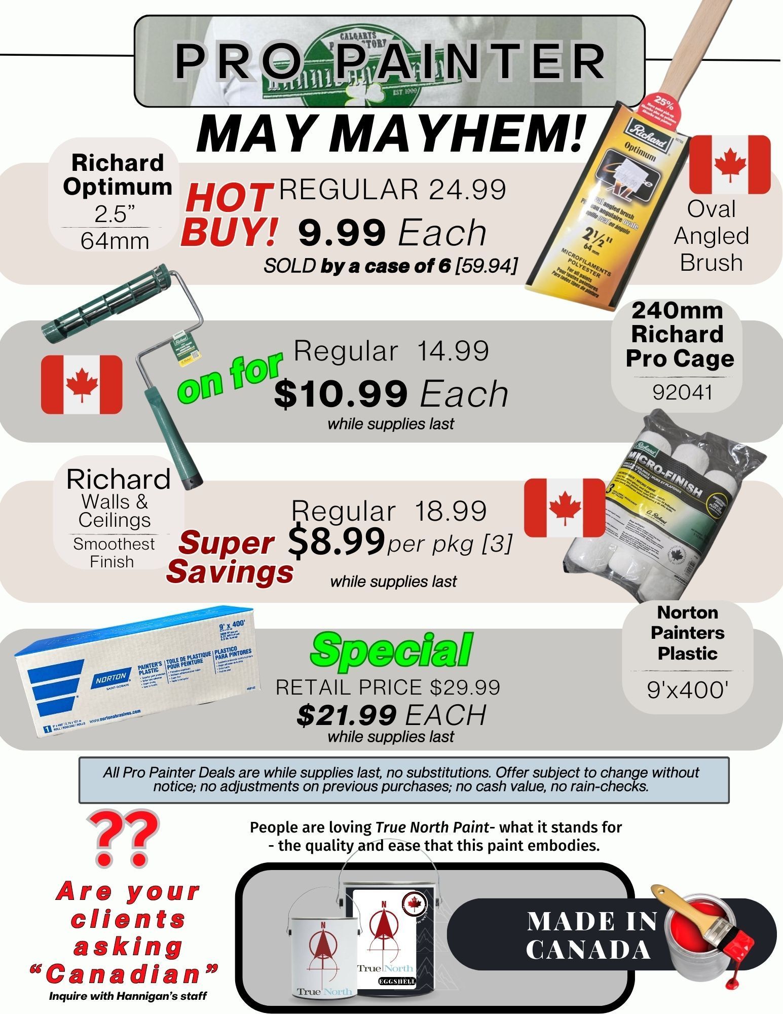 Calgary paint store open now near me, Hannigan's Paint, Pro -painter specials. Calgary Benjamin Moore