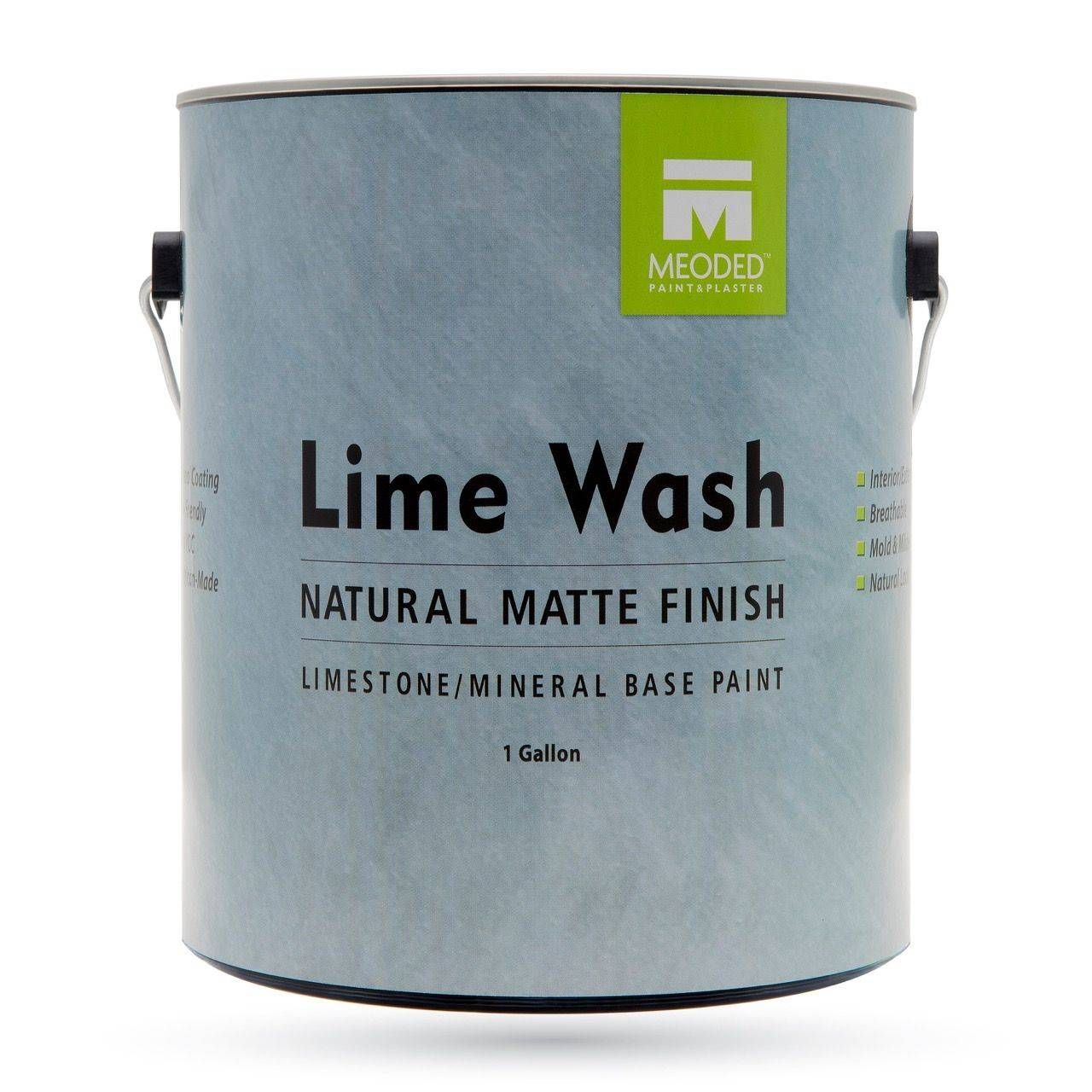 A can of lime wash natural matte finish limestone mineral base paint