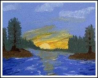 Sun Rising Over Pines