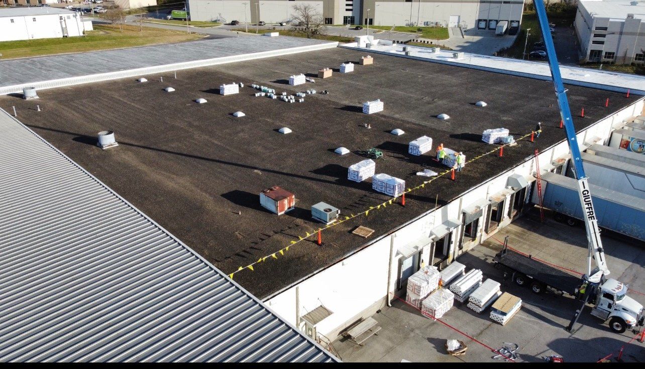 Commercial roof aerial view — Georgetown, IN — ARC Roofing LLC