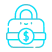 Blue padlock with dollar sign, symbolizing financial security.