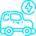 Blue outline of a car with a lightning bolt symbol, indicating an electric vehicle.