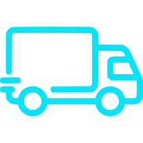 Blue outline of a delivery truck, indicating shipping or delivery.