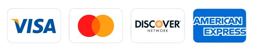 Major Credit Cards Accepted: Visa, MasterCard, Amex, Discover