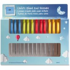 A box of child 's blunt end scissors.
