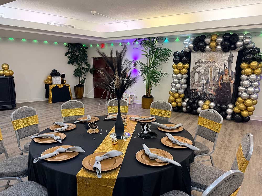 Large event space set up for a celebration 14