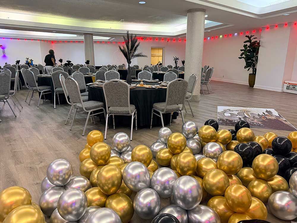 Large event space set up for a celebration 8