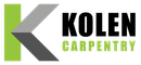 Logo for Kolen Carpentry: Green "K" shape with gray and black geometric elements, black text "KOLEN" and green text "CARPENTRY."