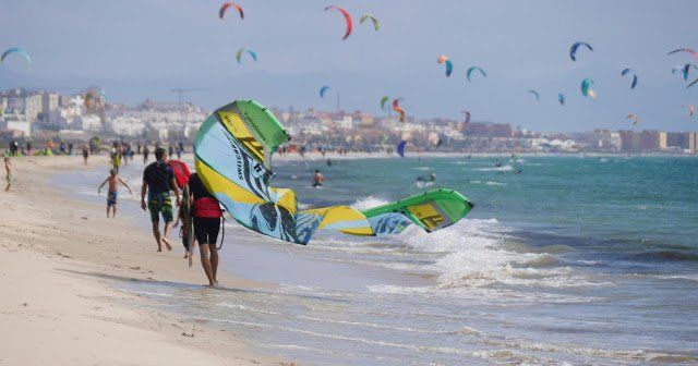 Kitesurfing at playa de los Lances Tarifa