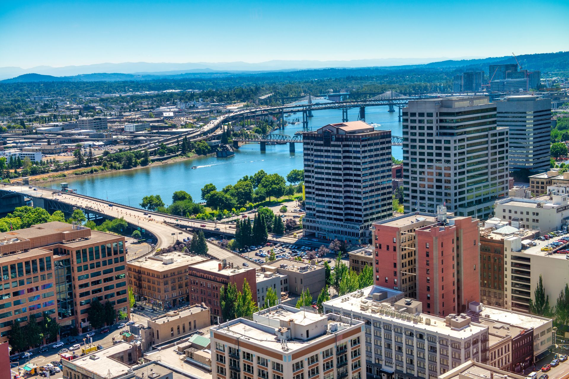 Woman with glasses typing on a laptop, smiling. Inside white kitchen, phone on counter.