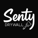 A black and white logo for sid senty drywall on a white background.