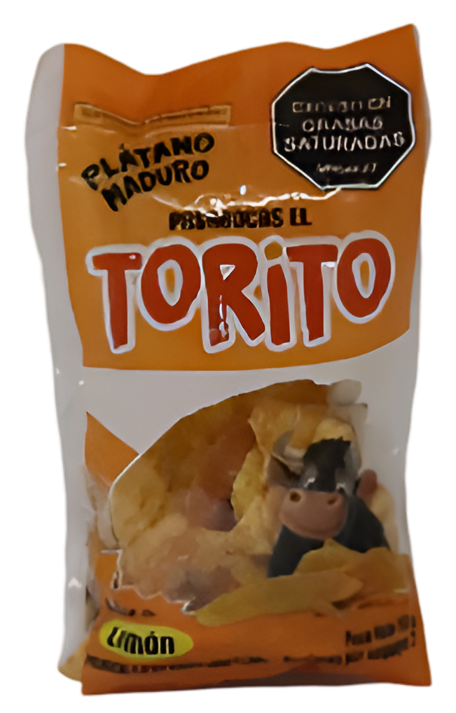 Una bolsa de toritos chips con una vaca encima