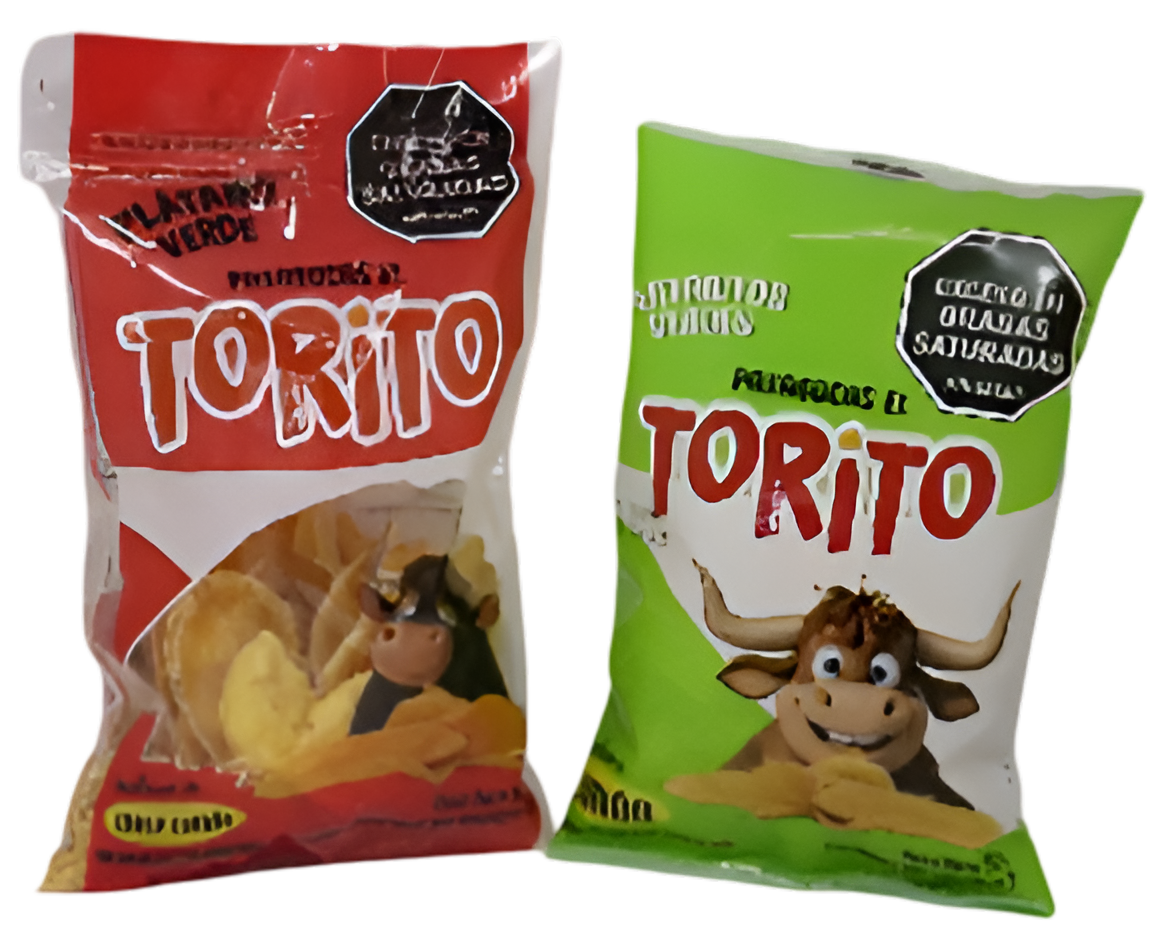 Dos bolsas de torito están una al lado de la otra