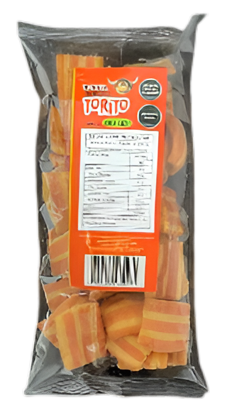 Una bolsa de tortillas chips con una etiqueta de información nutricional