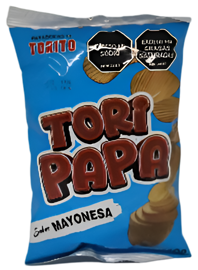 Una bolsa de chips Tori Papa con sabor a mayonesa.