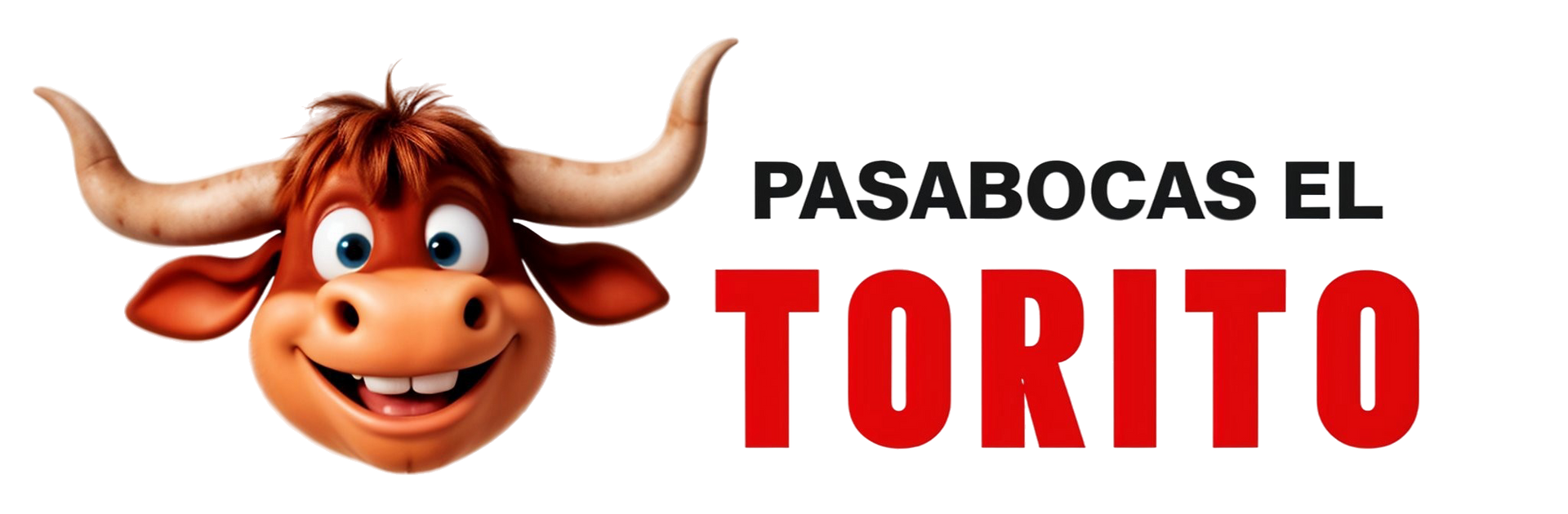 A cartoon bull is smiling in a logo for pasabocas el torito