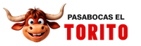 A cartoon bull is smiling in a logo for pasabocas el torito