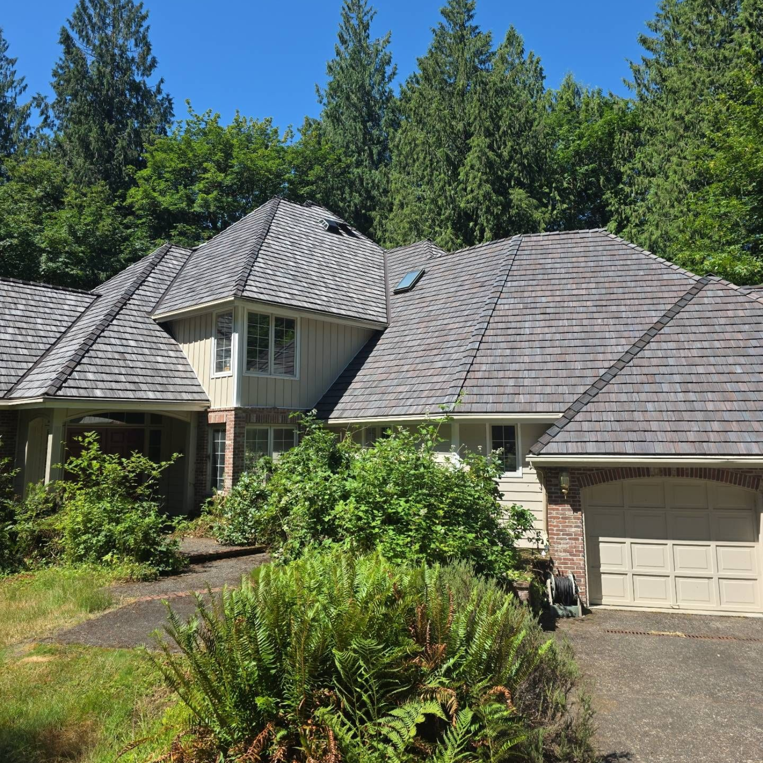 Brava cedar shake tile roof, aged cedar installed in woodinville wa by Team Roofing NW