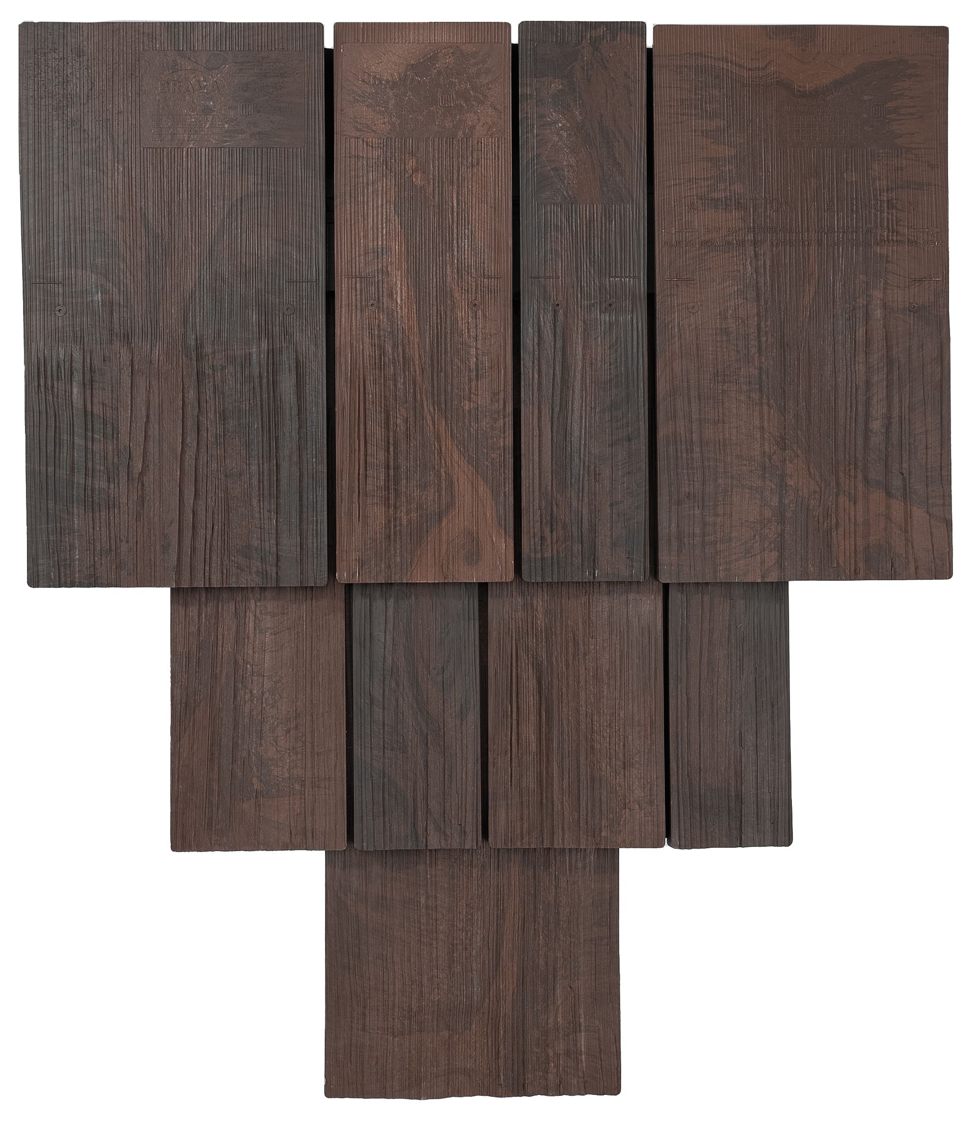 Dark brown, textured Brava tile sample.