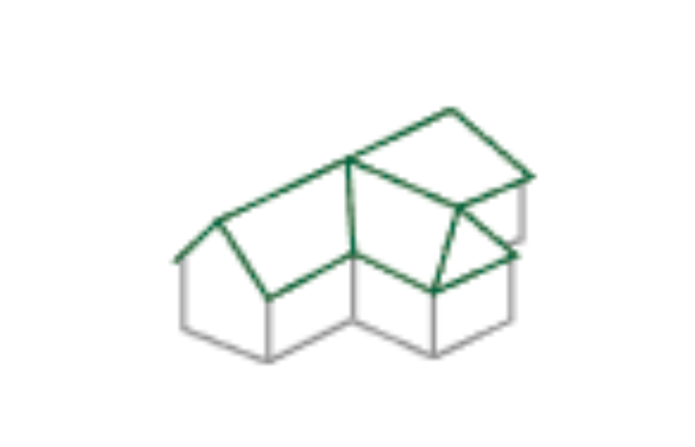 Intersecting overlaid hip roof