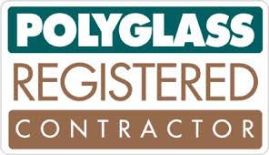 Logo for Polyglass Registered Contractor: words 